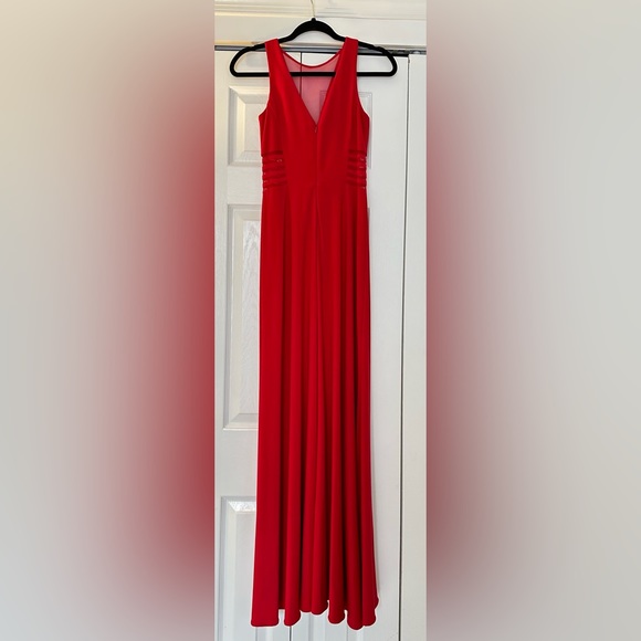 Red Gown with Mesh Cut outs - Picture 3 of 12